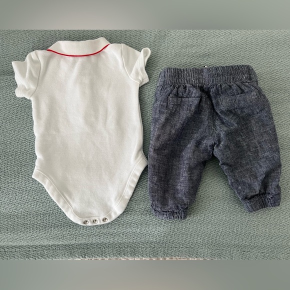 Janie and Jack Boys Pant Set Polo Shirt Linen Pants Easter Outfit - Picture 2 of 4